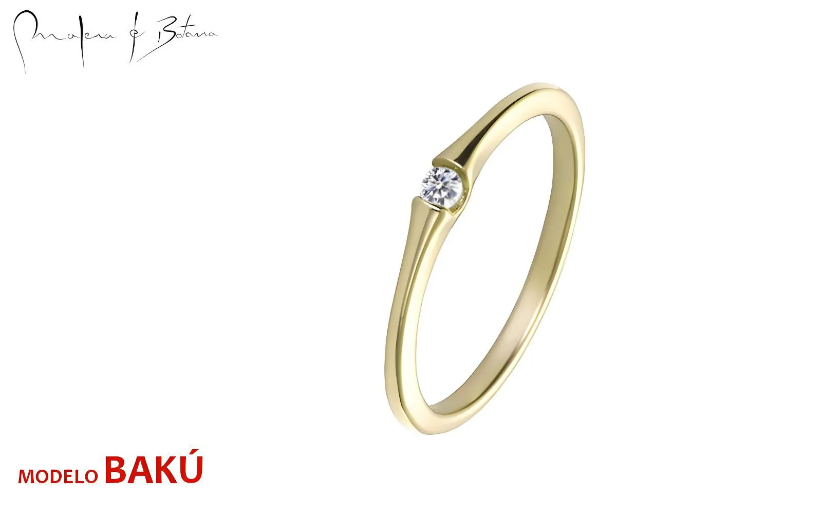 anillo de compromiso oro amarillo engaste semitensión moderno
