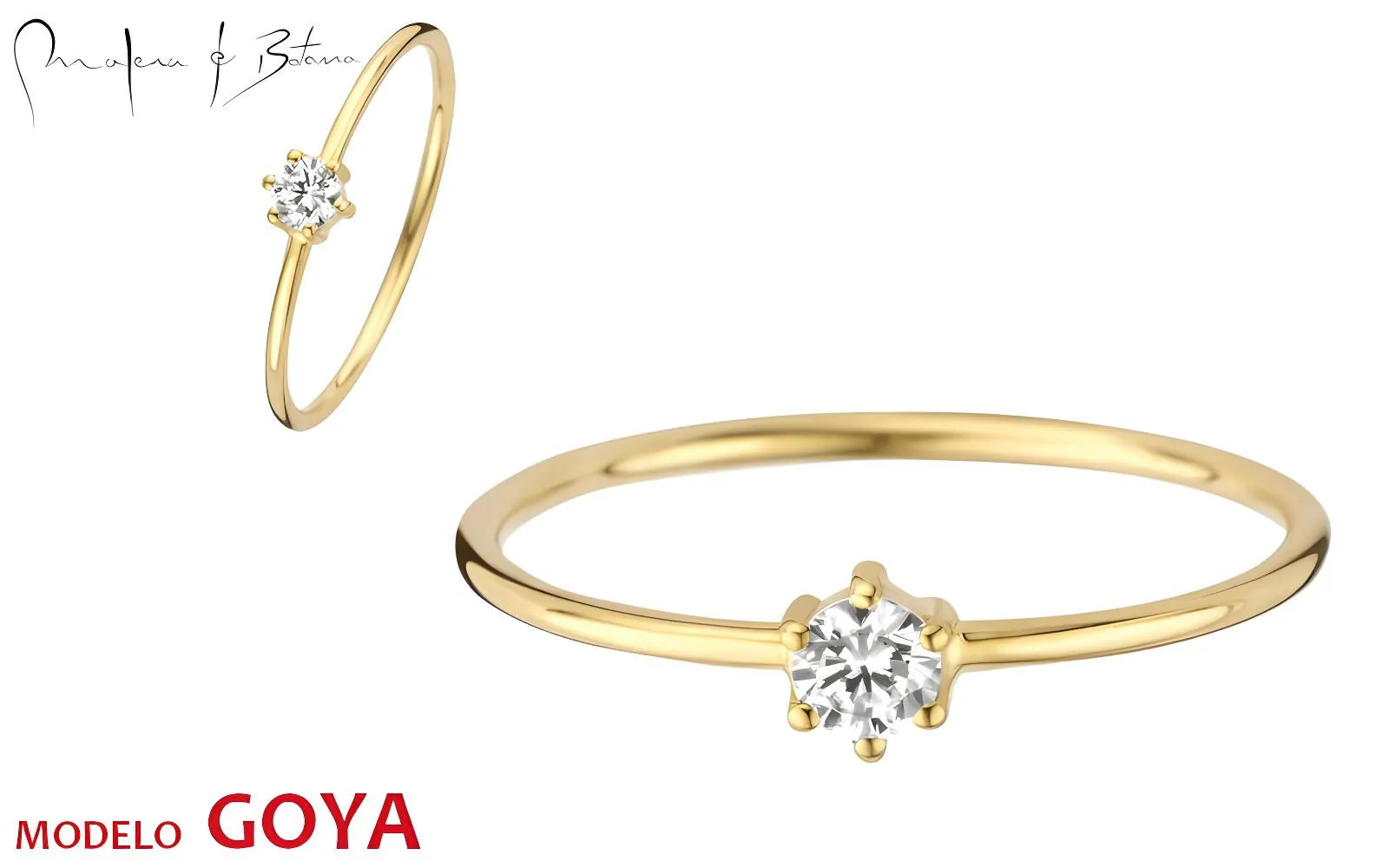 Anillo fino de oro amarillo con una pequeña piedra en engaste de seis puntas