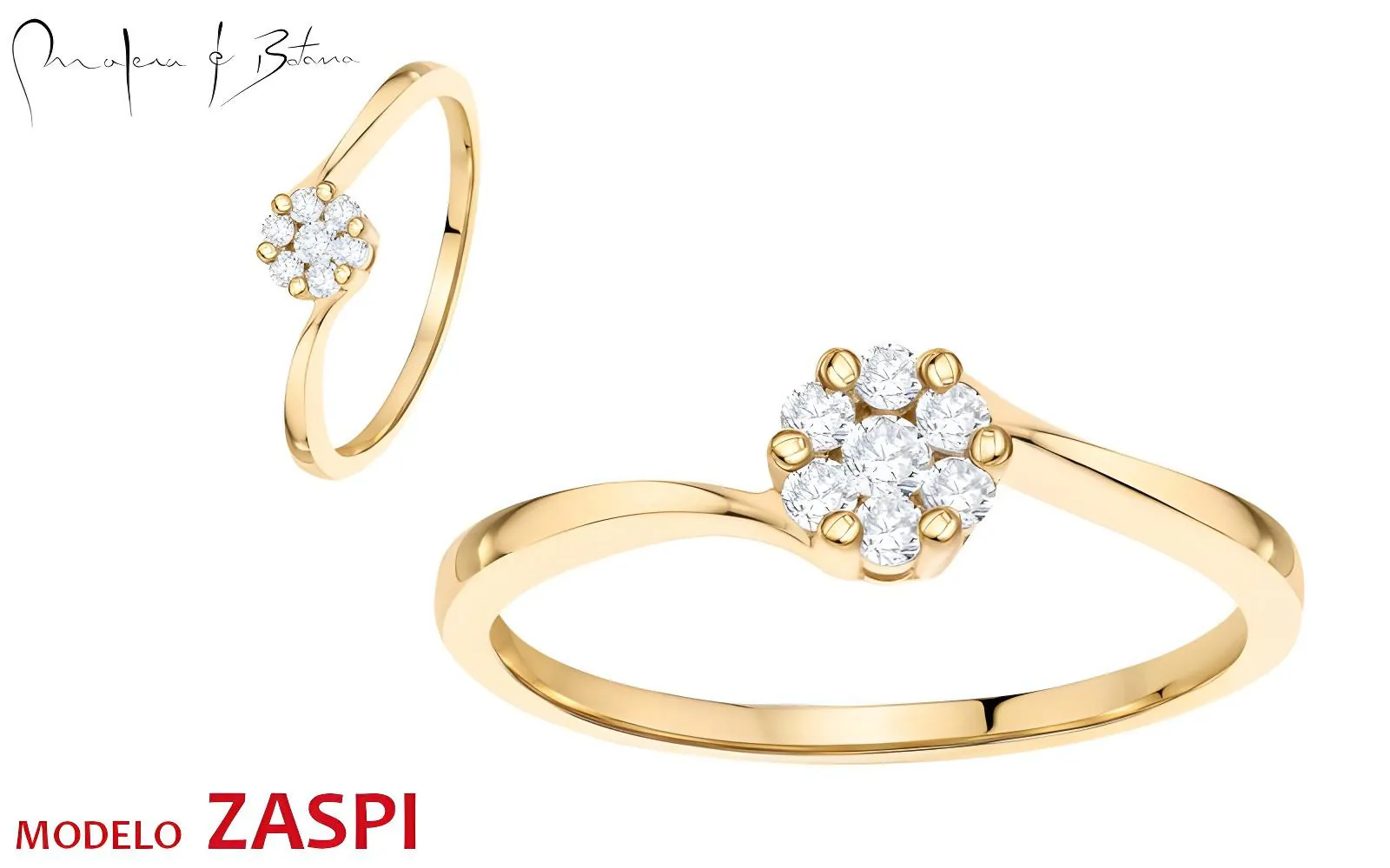 Anillo de Compromiso Siete Piedras Oro 18K Modelo ZASPI — Nombre Vasco Joyería Quito