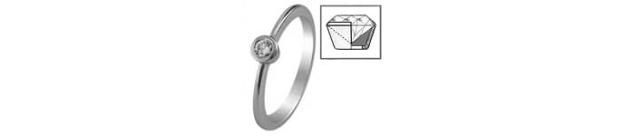La imagen presenta un anillo de diseño minimalista con un engaste de grano, que sostiene una piedra central, típicamente un diamante. Este tipo de engaste se caracteriza por la forma en que la piedra se fija en la banda del anillo mediante pequeñas protuberancias que la sujetan, permitiendo que la luz entre y resalte el brillo de la piedra. La ilustración en la esquina superior derecha muestra un diagrama del engaste, destacando su estructura y cómo se integra en el diseño del anillo. Este estilo es ideal para quienes buscan una pieza elegante y discreta.