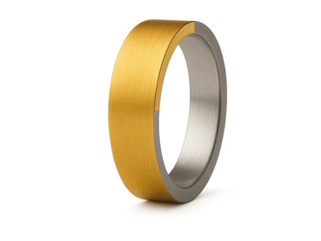 muestra de anillo con lamina de oro y .